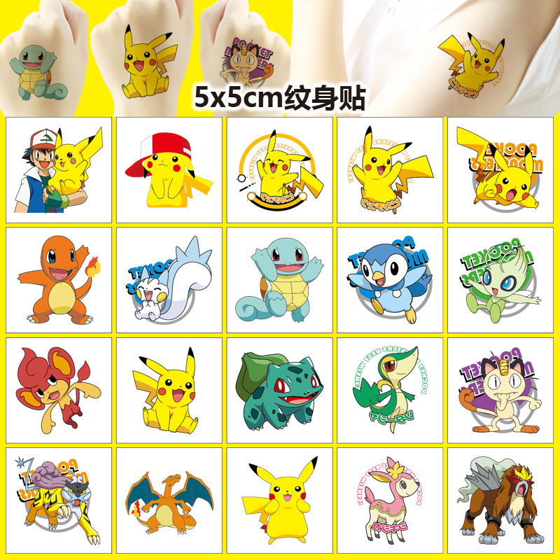 Laptop Accessories Wholesale - 5*5cm 20pcs Pokemon Pikachu Tattoo Sticker